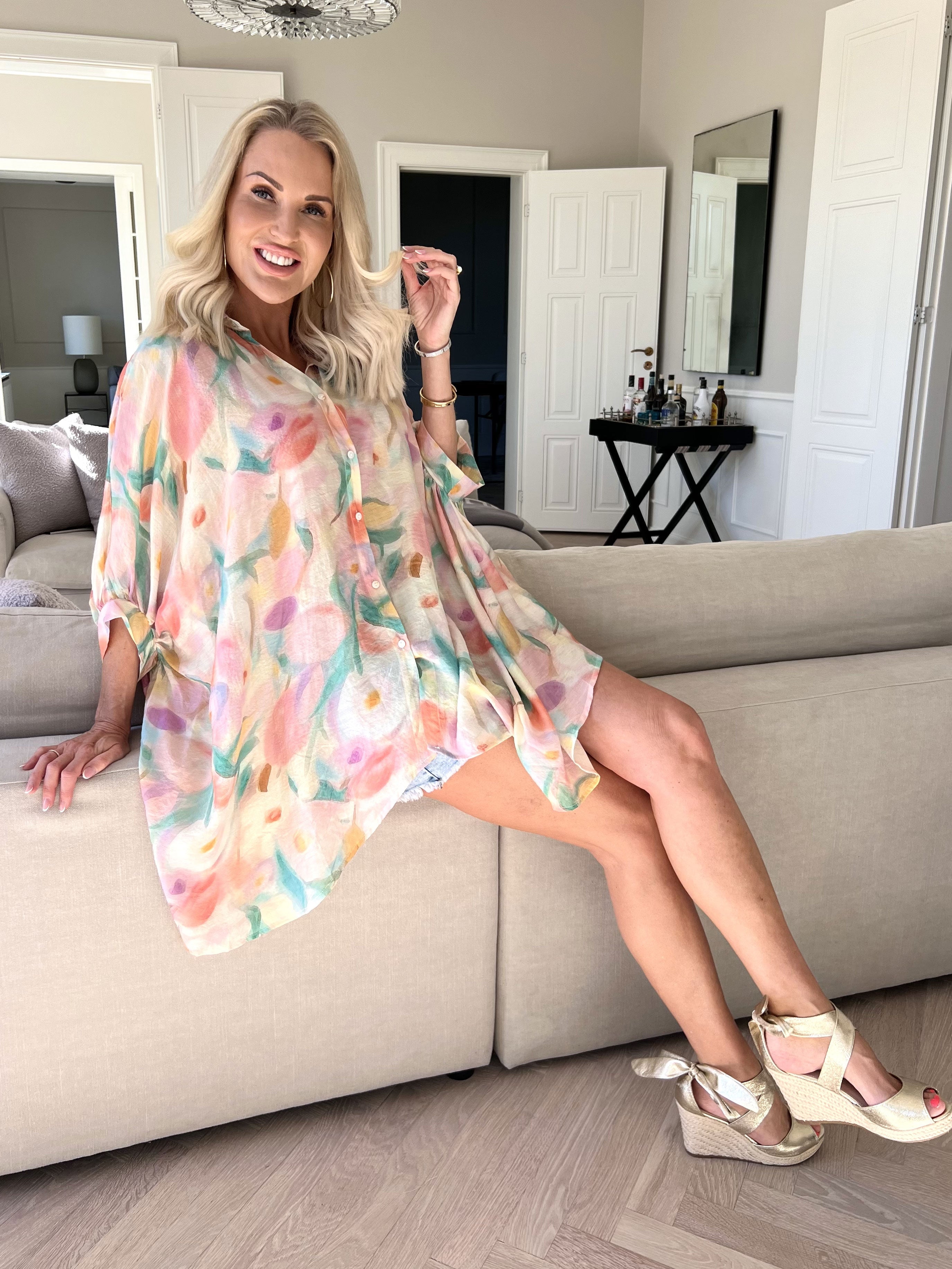 Almine - Mångfärgad tunika i lös passform